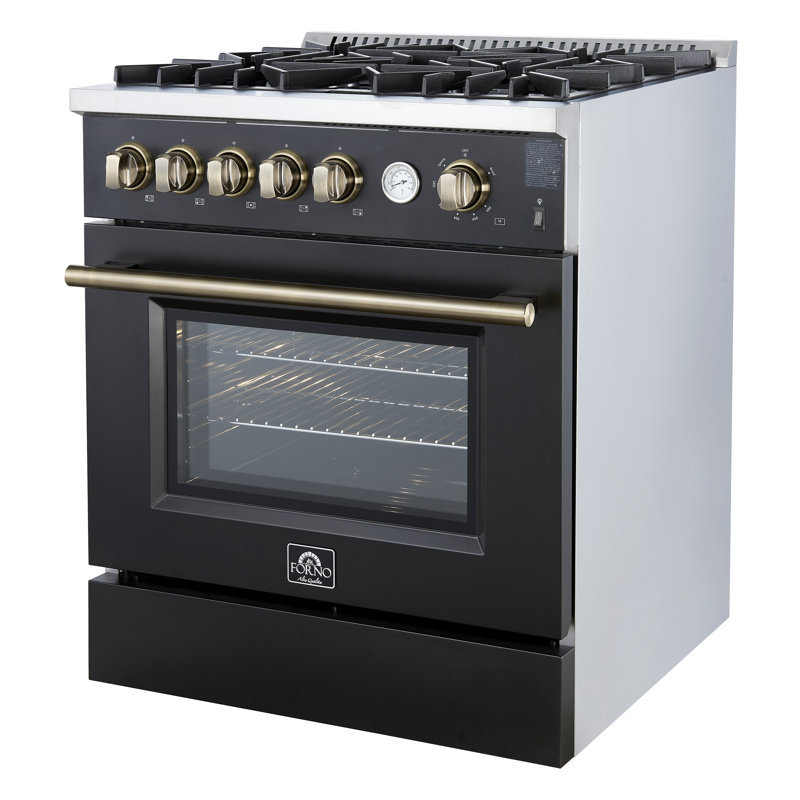 Giovanni 30-inch Freestanding Gas Range White or Black & Antique Brass Design, 5 Sealed Burners 67,000 BTU, 4.32 cu. ft. Convection Oven with Air fryer, Wok Support and Griddle