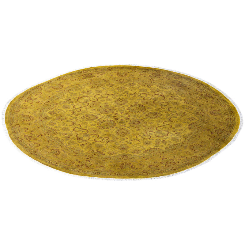 Overdyed Hand-Knotted Wool Modern-Contemporary Gold Area Rug 6' 1" x 6' 1"