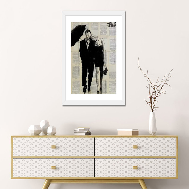 Impression d’art graphique, "each other" par Loui, Blanc, H 24 po x l 16 po x P 1 po, Papier encadré blanc