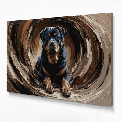 «Dogs Rottweiler», art mural sur toile noire