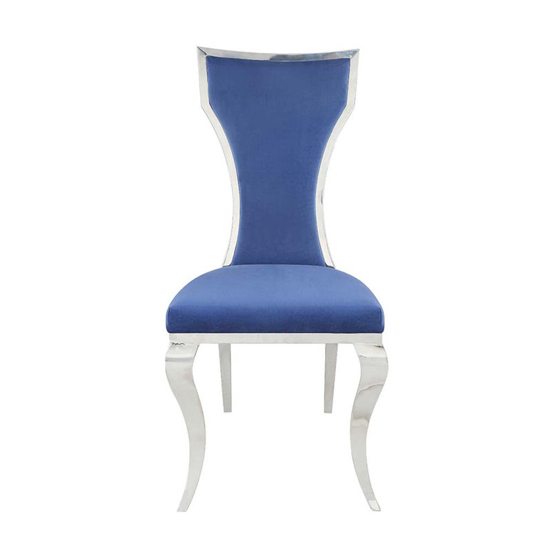 Kymberly Blue/Silver Side Chair, Padded Seat and Back