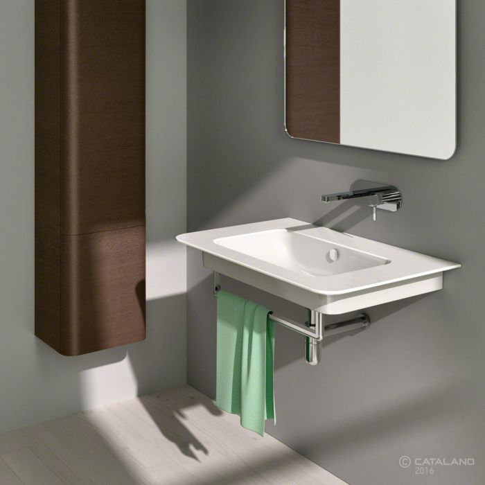 Catalano Green 20.47'' White Fireclay Rectangular Bathroom Sink with Overflow, 0-Hole