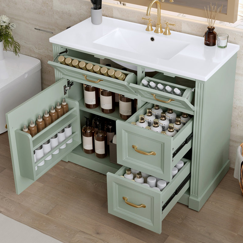 Meuble-lavabo 36 po avec lavabo, Vert