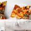 Feuille d'or orange brillant - Coussin décoratif imprimé abstrait