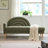 Linen Upholstered Chaise Lounge Sofa Indoor with Rainbow-Inspired Backrest & Armrest & Sturdy Wood Frame, Olive Green-1078484648