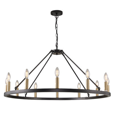 Lustre en roue de chariot à intensité variable 12 lumières Courteney