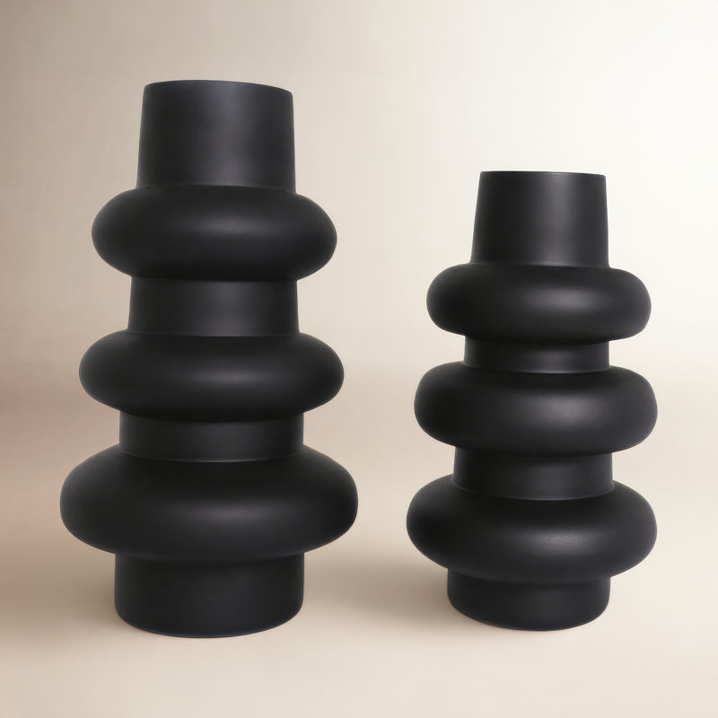 Mable 2-Piece Set Glass Table Vase, Black
