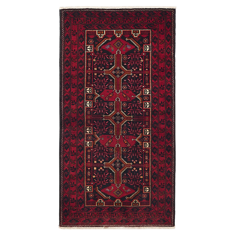 Teimani Black, Red Rug 3'5" x 6'8"