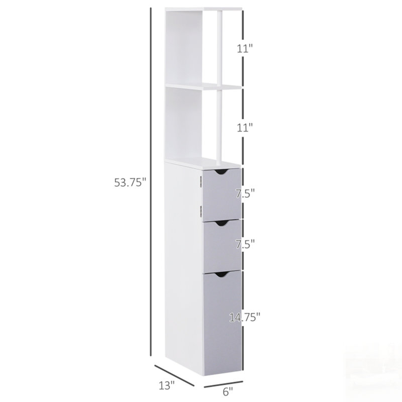 Narrow Storage Tower, Side Floor Organizer, Bathroom Storage Cabinet With Adjustable Shelves And Moisture-Resistant Design