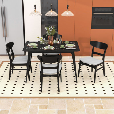Ensemble de table de salle à manger Mid-Century 5 pièces avec 4 chaises rembourrées
