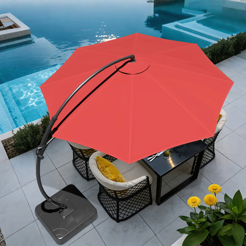  Parasol de patio décalé 11 pi avec base Yardgrace, rotation à 360 ° et inclinaison réglable, résistant aux rayons UV et à l'eau