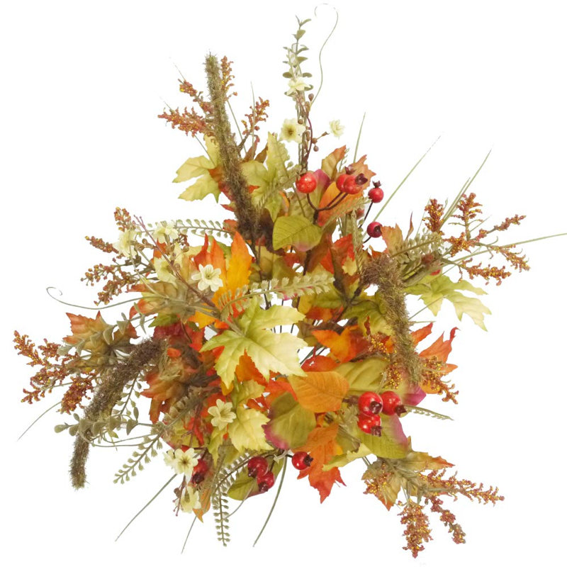 Autumn Harvest 25" Artificial Maple Leaves and Berries Arrangement
