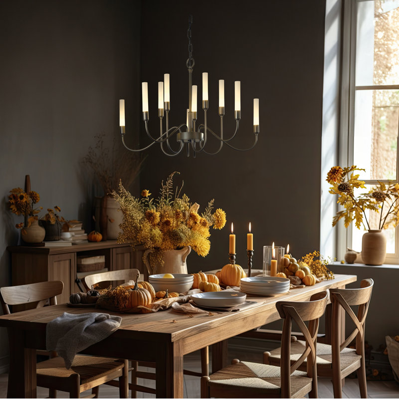Lisse 10 - Light Candle Style Classic/Traditional Chandelier, Bronze