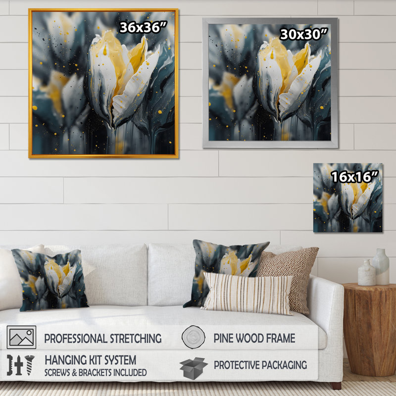 " Grey Tulip Serenity I ", 16" H x 16" W x 1" D, Wrapped Canvas
