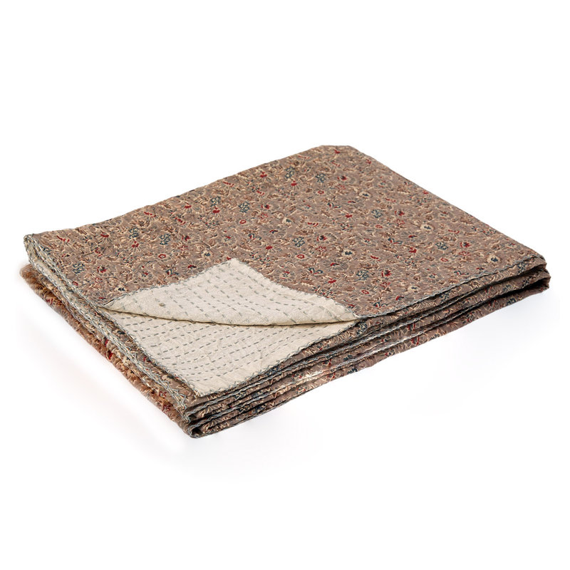 Handmade Reversible Cotton Kantha Throw Blanket