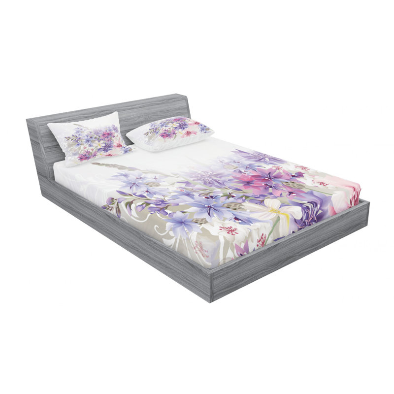 Microfiber Floral Sheet Set, Queen Sheet Set with Pillowcase