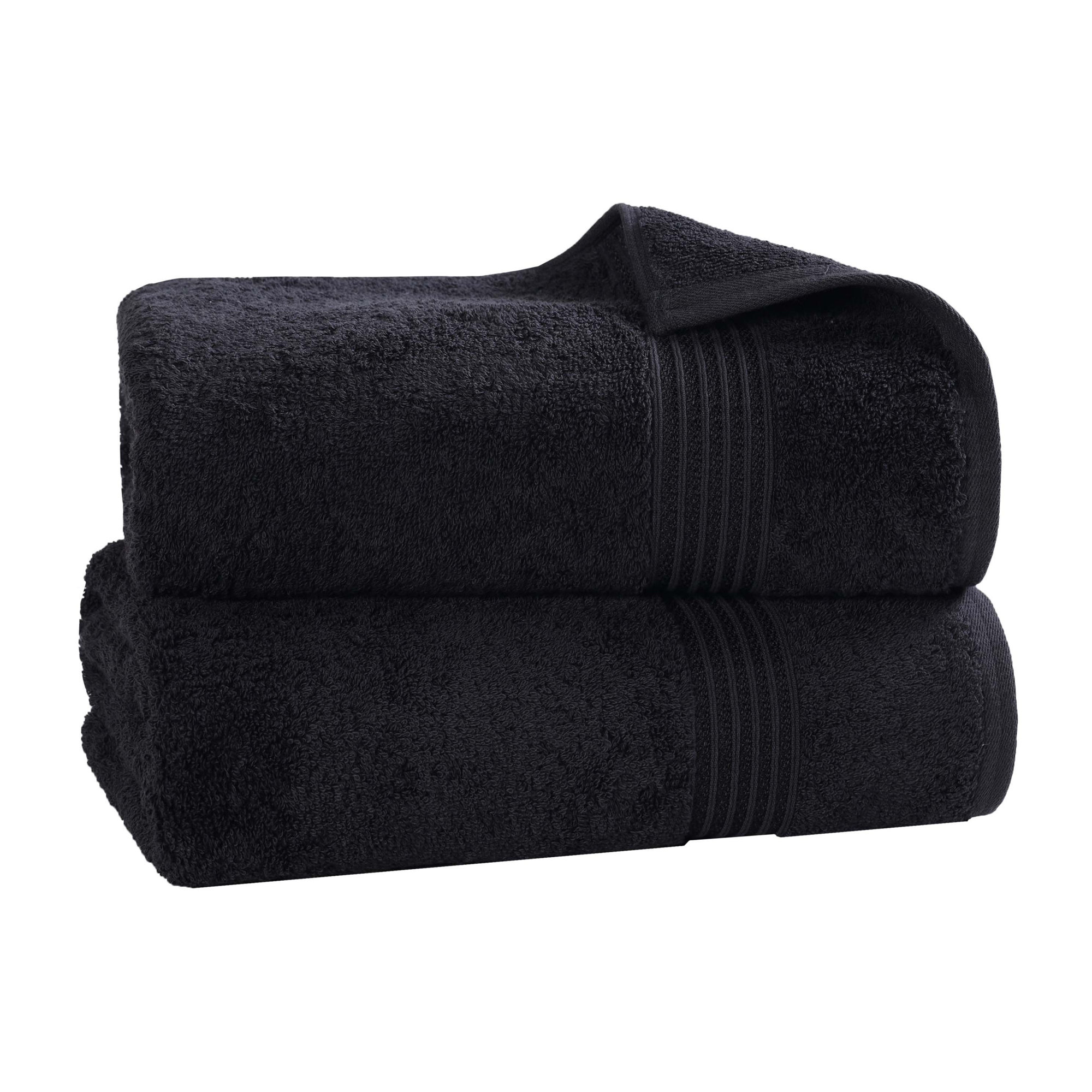 Oleg Egyptian-Quality Cotton Highly Absorbent Medium Weight Bath Sheet Set, Black, Bath Sheets - 2 Pack