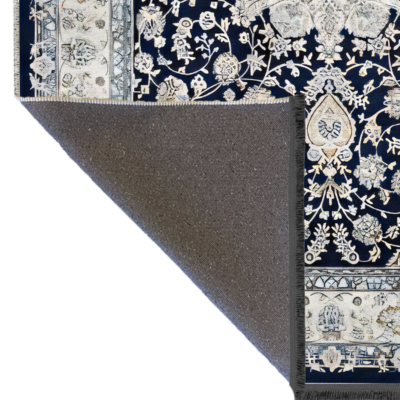 Tapis décoratif à motifs floraux et à motif floral rétro, Rectangle 3 pi 11,24 po x 5 pi 10,87 po