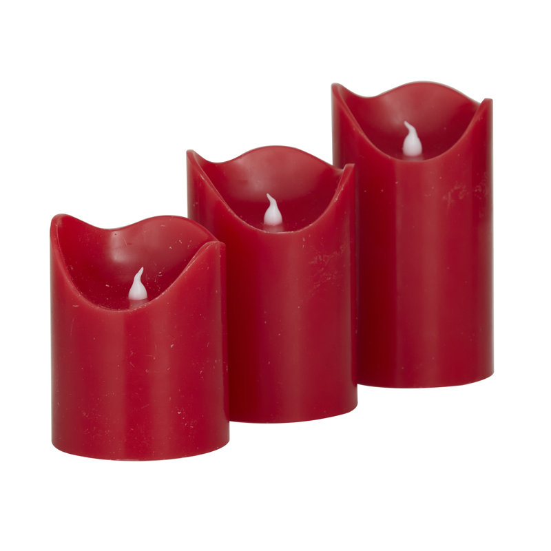 Ensemble de bougies sans flamme 3 pièces Alzena, Rouge