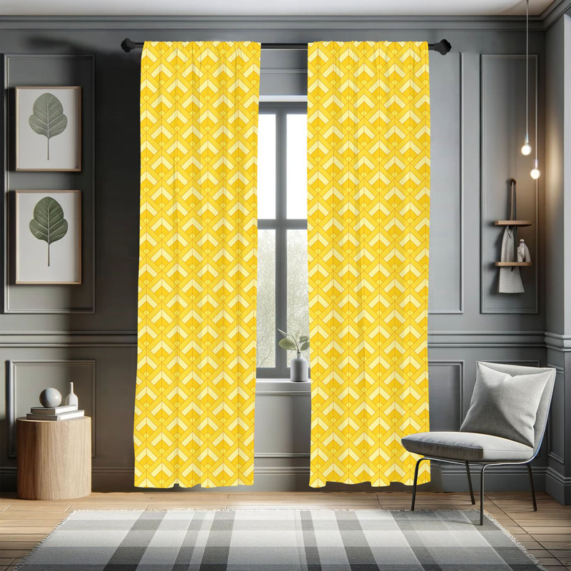 Geometric Semi-Sheer Rod Pocket Curtain Panels, 28" x 84"