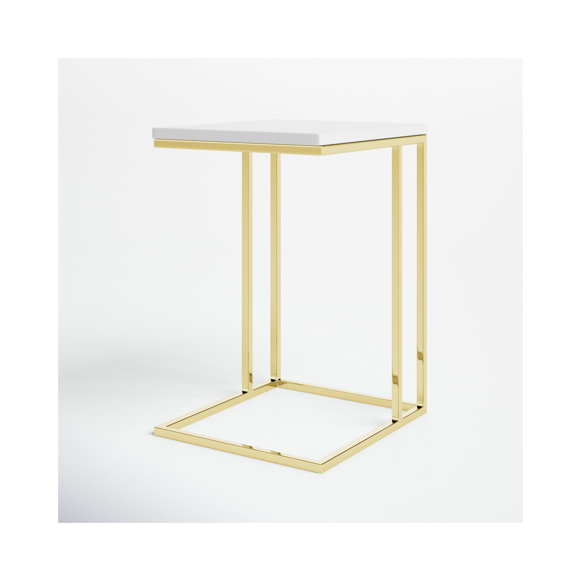 Hampshire End Table, Gold/White
