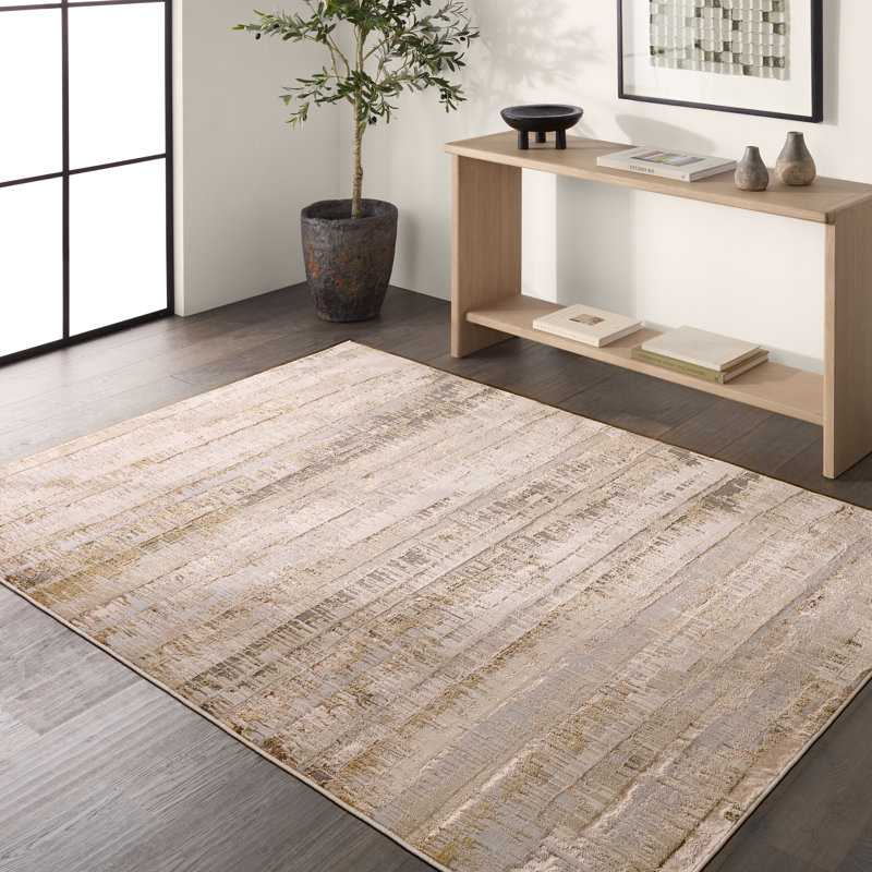 Tapis rayé taupe / crème 17 Stories, Tapis de couloir 3 pi 3 po x 12 pi