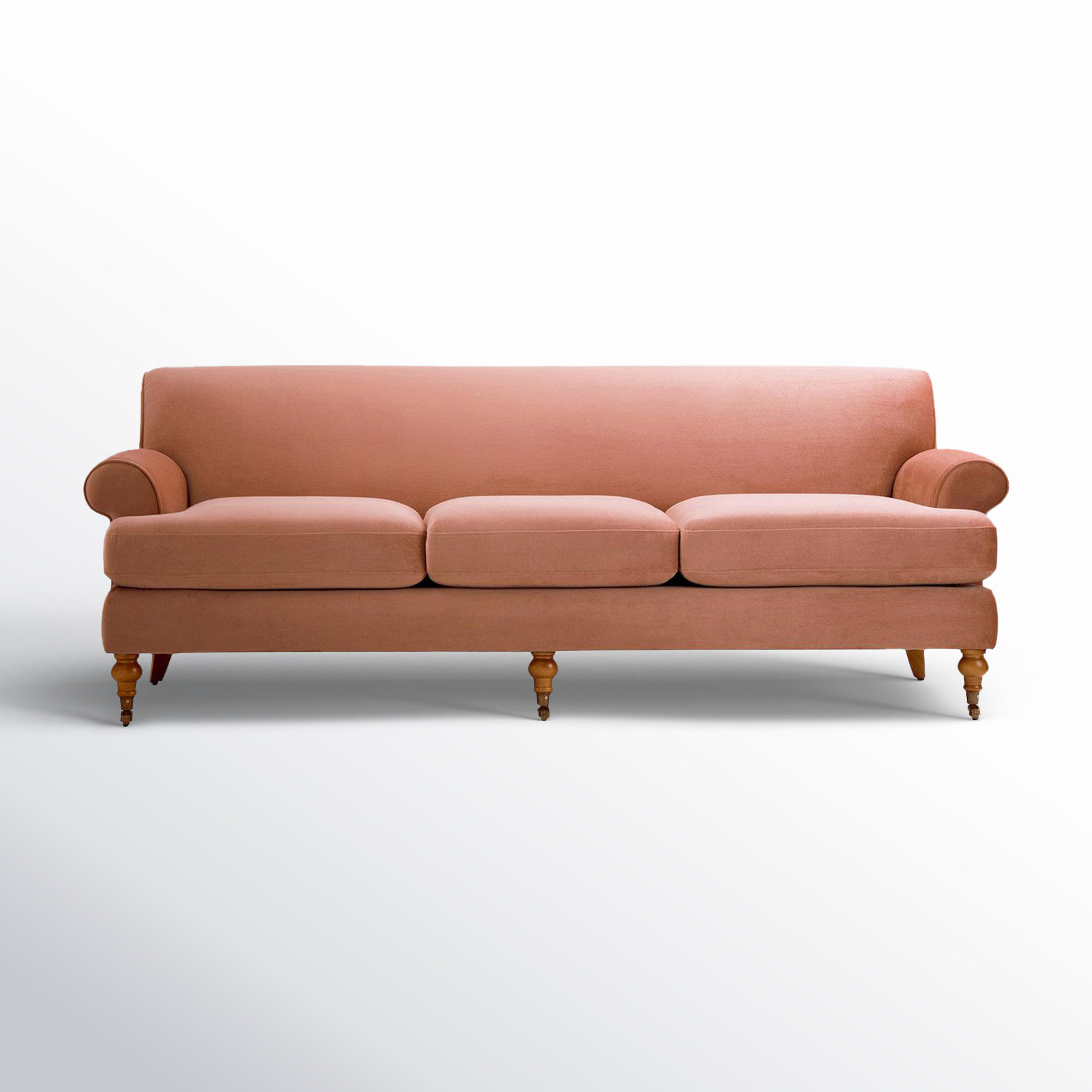 Harbor 88" Linen Sofa, Peach Orange Velvet