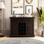 Armoire de rangement à 3 tiroirs et 2 portes de style rétro avec porte-bouteilles à 12 grilles