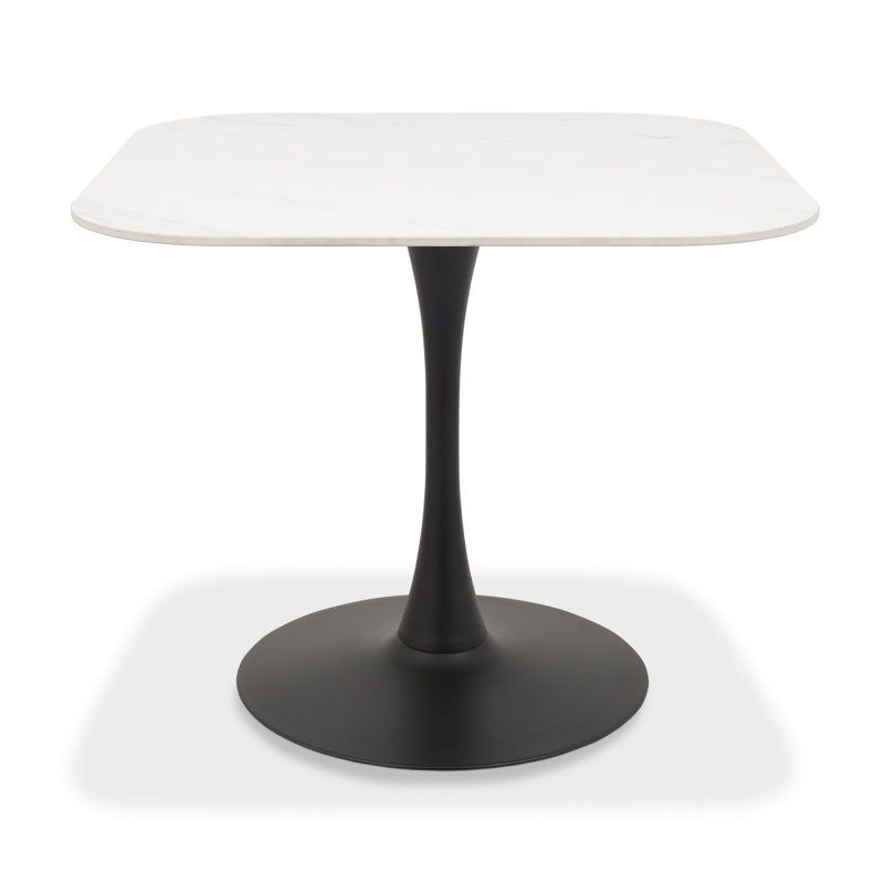 Anquetta Ceramic Dining Table With Black Sand Powder Coated Base, White