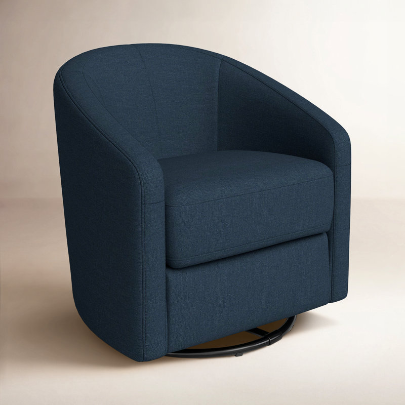 Fauteuil coulissant et pivotant Madison, Tissu en microsuède bleu marine, Noir