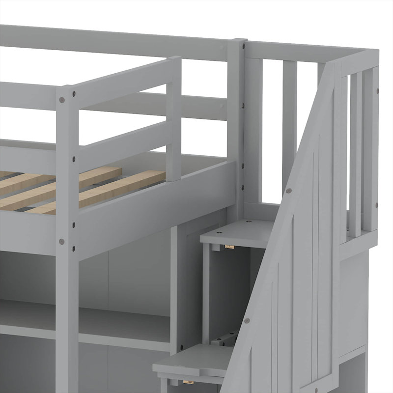 Alayziah Kids Twin Size Loft Bed, Gray