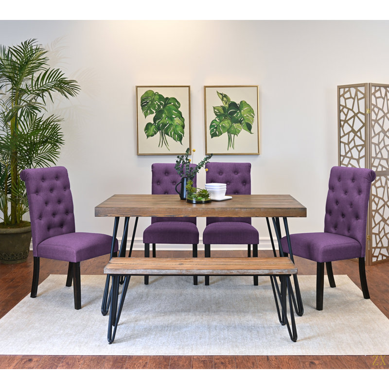 Ensemble de salle à manger, table à manger en épingle à cheveux avec chaises, 4 options de couleur, Beige