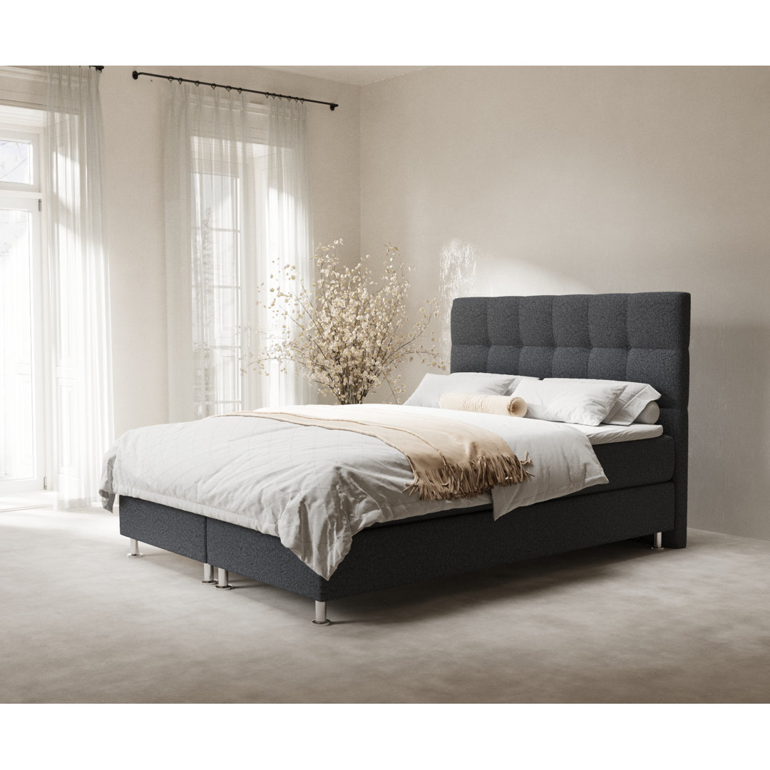 Echtes Boxspringbett Niamiah mit Zwei Matratzen und Topper