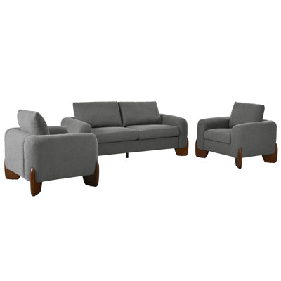 Ensemble de canapés modulaires 3 pièces, en polyester Boucle, en bois moderne pour la maison