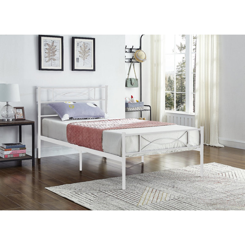 Lit plateforme Geisz, Simple, Blanc