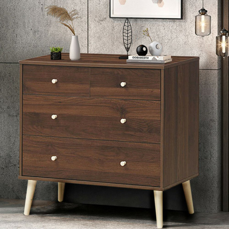 Maldanado 31.5'' W 4 - Drawer Dresser, Oak/Coffee