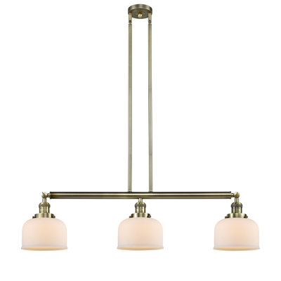 Jebediah 3-Light Metal Kitchen Island Pendant with Glass Shades
