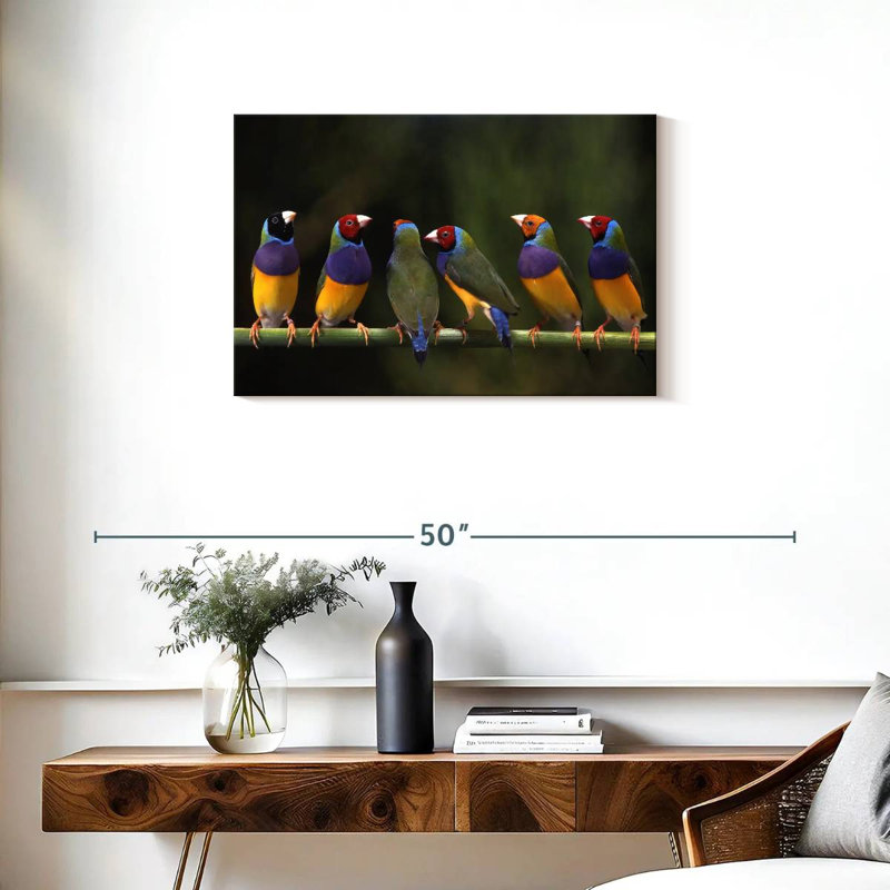 Gouldian Finch I, H 20 po x l 30 po
