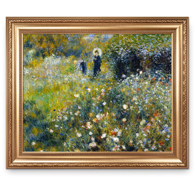 Woman with a Parasol in a Garden by Pierre-Auguste Renoir Painting Reproductions World Classic Reproductions For HomeDecor,Gold Frame