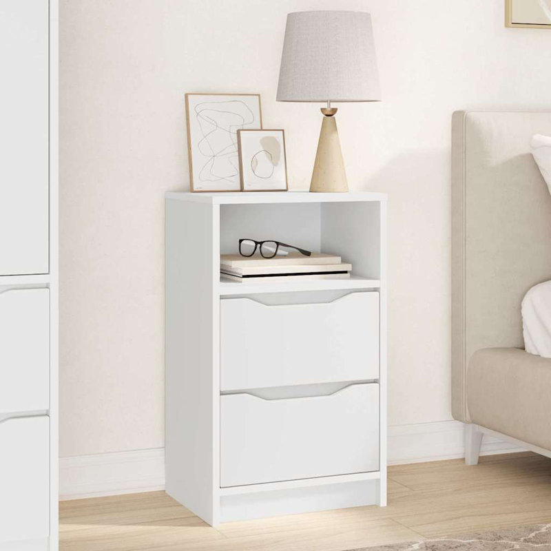 40cm W Manufactured Wood Bedside Table, White