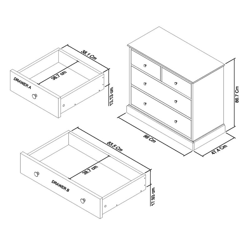 Carolina Solid Wood 98cm W 4 - Drawer Chest of Drawers, Cotton