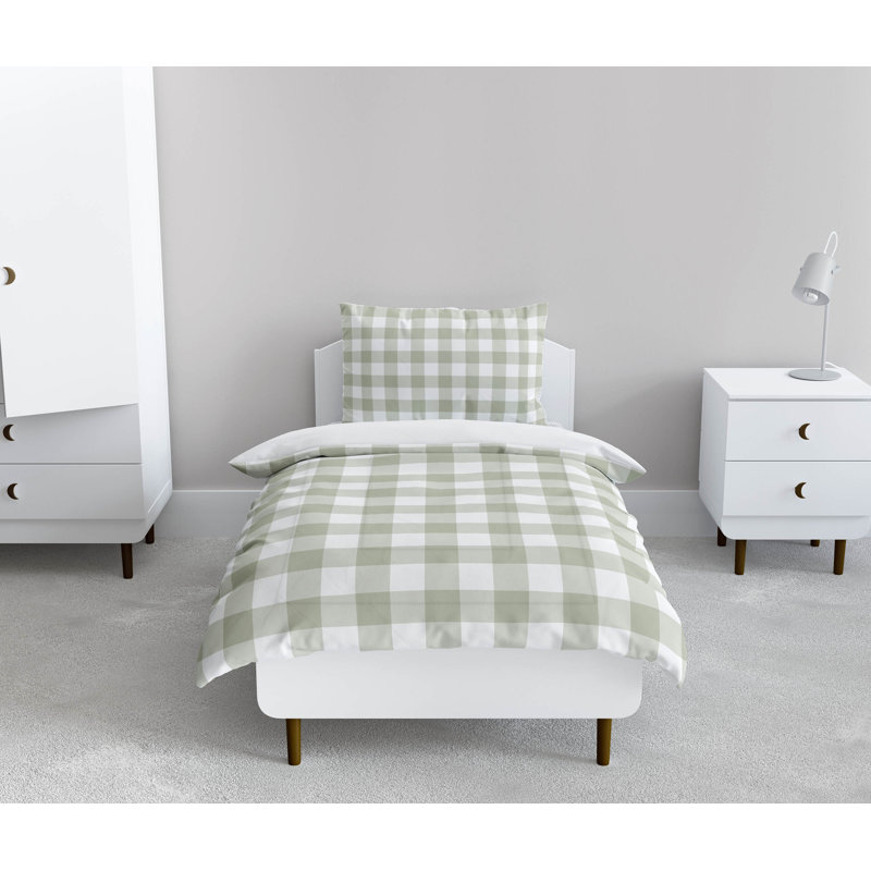 Ensemble d'édredon léger en vichy Proper, Vert clair
