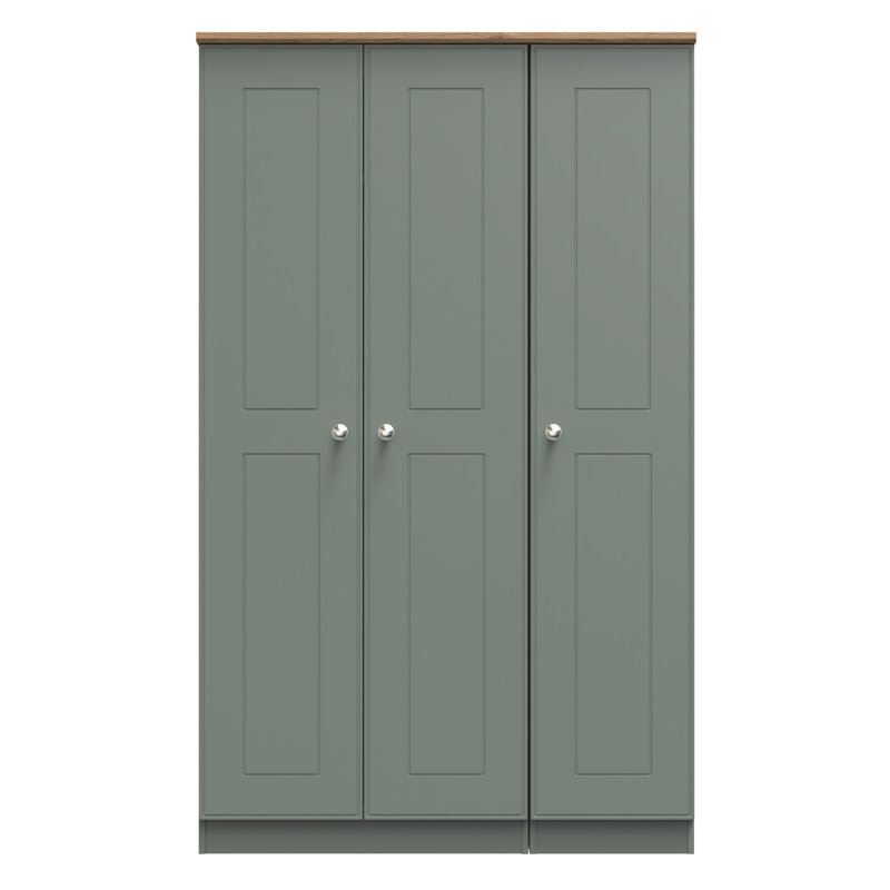 Conners Triple Plain Wardrobe, Reed Green/Riviera Oak