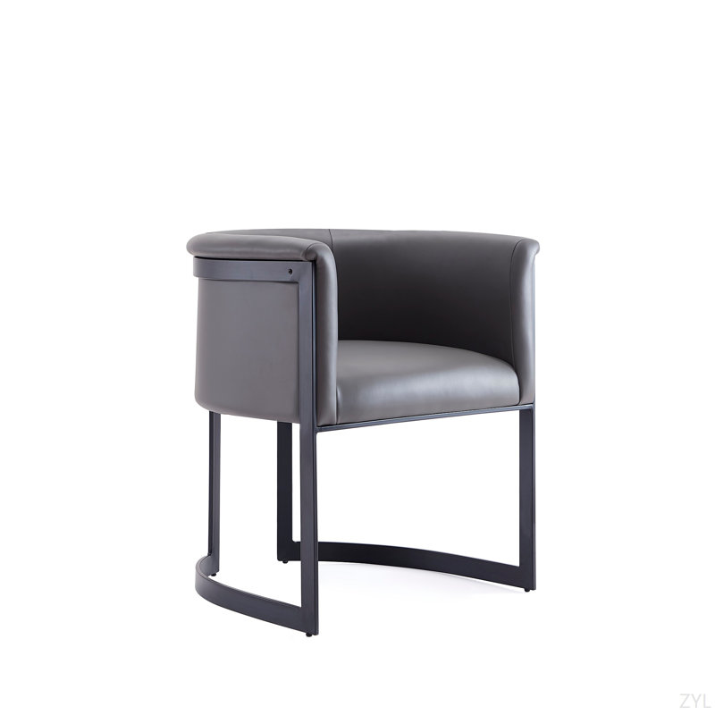 Chaise en métal et cuir Vegan, Gris