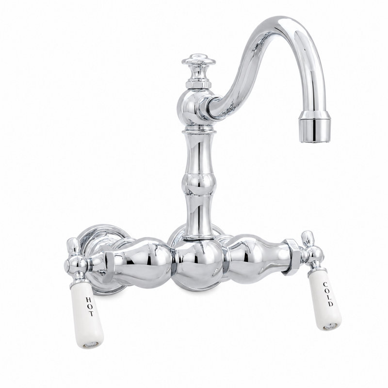 Tub Mount Arched Spout Faucet 3 Ball Handles by Strom Living, Chrome