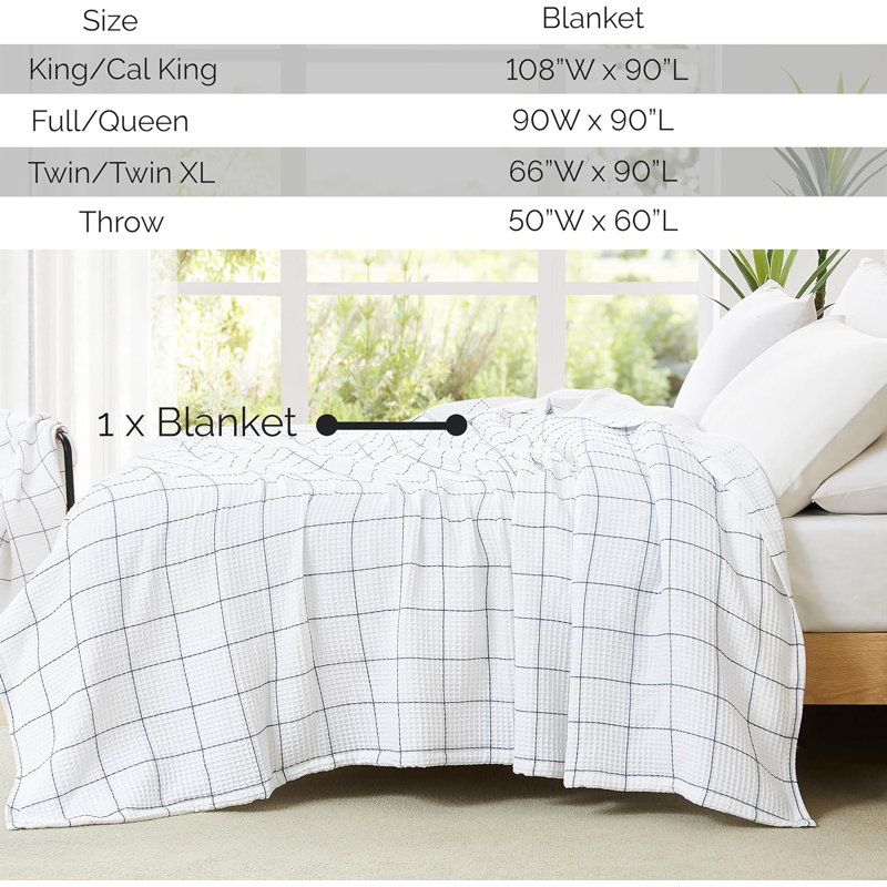 Couverture gaufrée 100% coton tissé gaufré Southshore Fine Linens, Full / Queen, Blanc