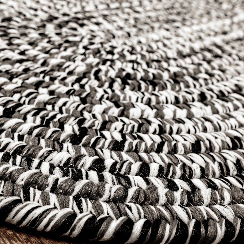 Tapis réversible intérieur / extérieur Futur Tense - noir / blanc / gris, Ovale 14 pi x 18 pi