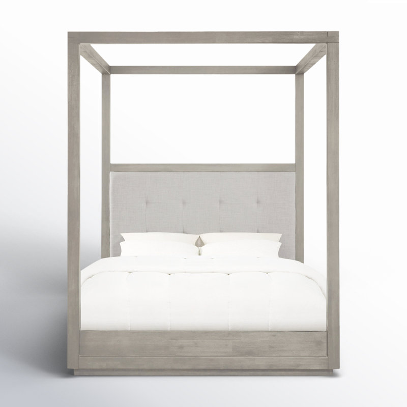 Eloise Upholstered Canopy Bed, Full, White