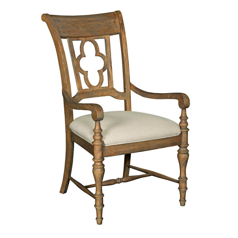 Chaise avec accoudoirs en lin brun Kempston