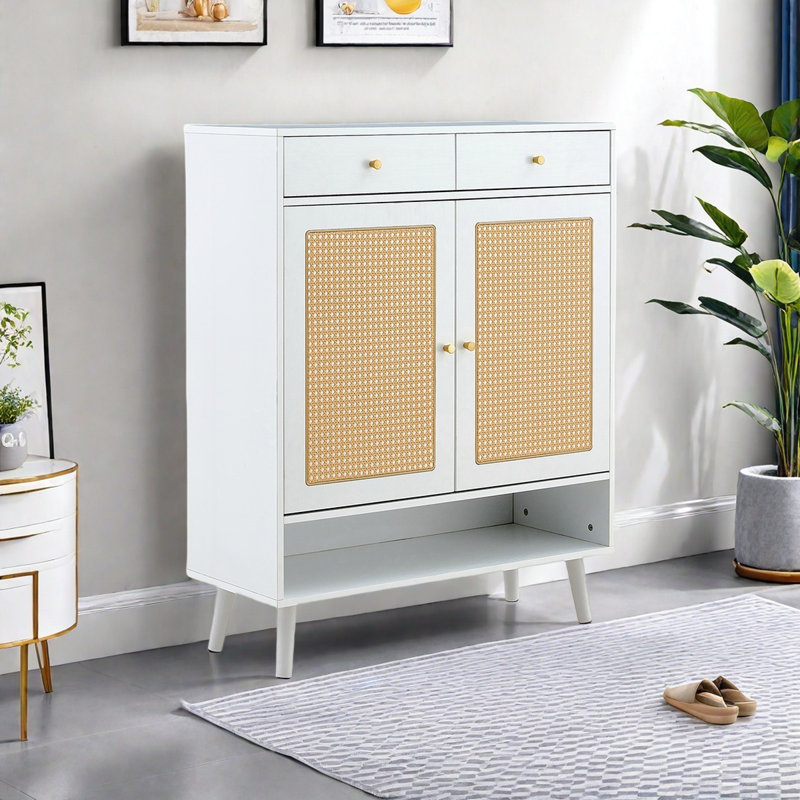 16 Pair Shoe Storage Cabinet, White